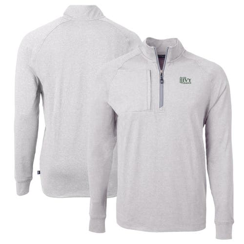 Men's Cutter & Buck Heather Gray Ivy League Adapt Eco Knit Heathered Recycled Quarter-Zip Pullover Top
