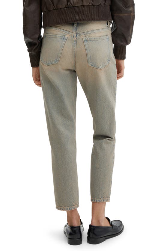 Mango Tinted High Waist Ankle Tapered Mom Jeans In Medium Vintage Blue