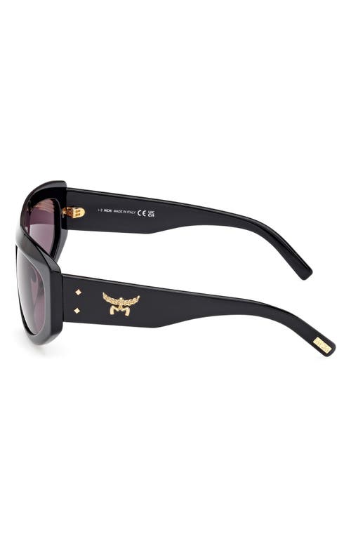 Shop Mcm 59mm Pilot Sunglasses<br /> In Shiny Black/smoke