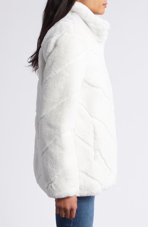 Shop Via Spiga Chevron Faux Fur Jacket In Winter White