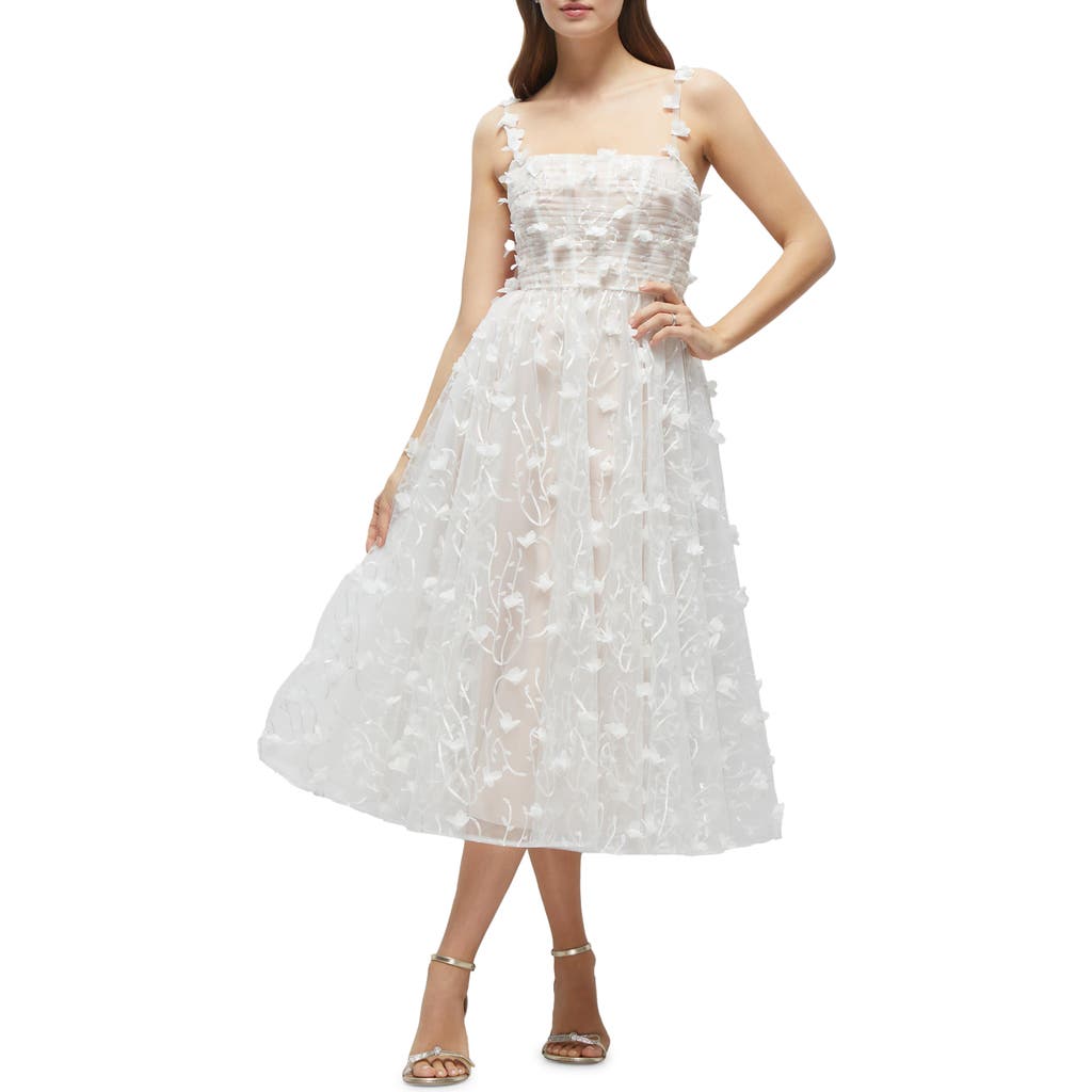 Dessy Collection 3d Floral Cocktail Dress In Ivory