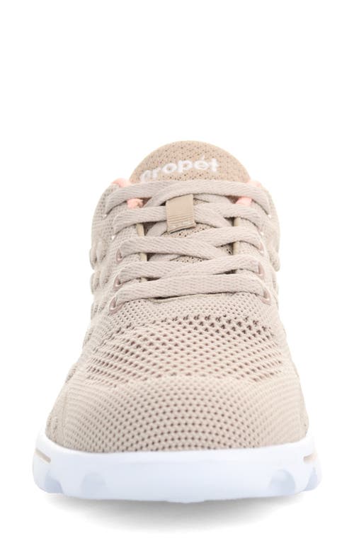 Shop Propét Travelactiv Axial Lace-up Sneaker In Taupe/peach Fabric