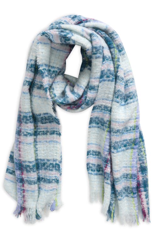 Shop Treasure & Bond Fringe Blanket Scarf In Blue Plaid Combo