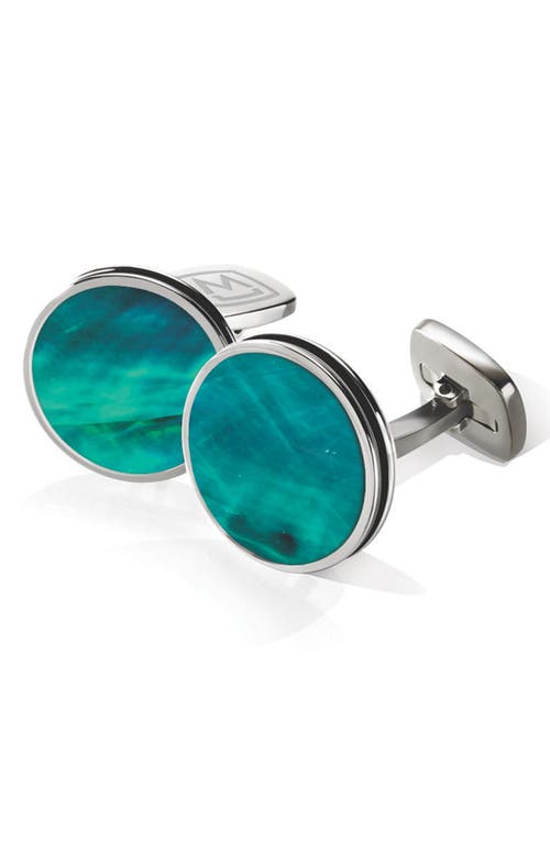 Shop M Clip M-clip® Stainless Steel Cuff Links In Stainless Steel/teal