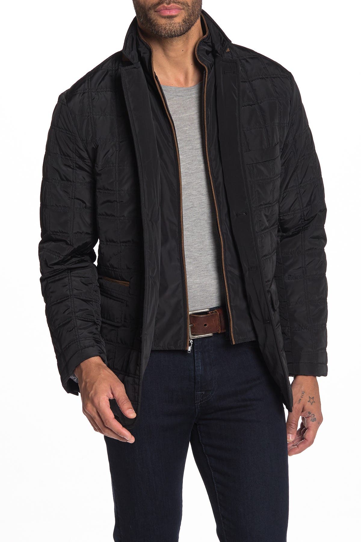 quilted jacket with elbow patches