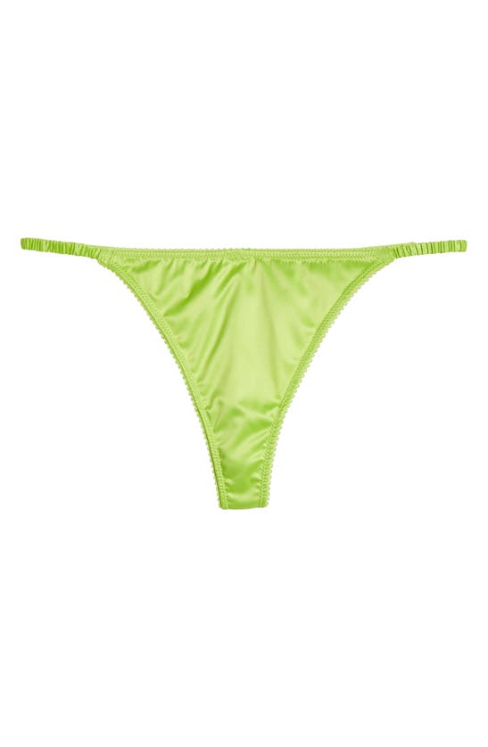 Shop Love Stories Lily Frilled Satin Thong In Lime