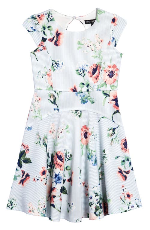 Ava & Yelly Kid's Floral Fit & Flare Dress in Blue