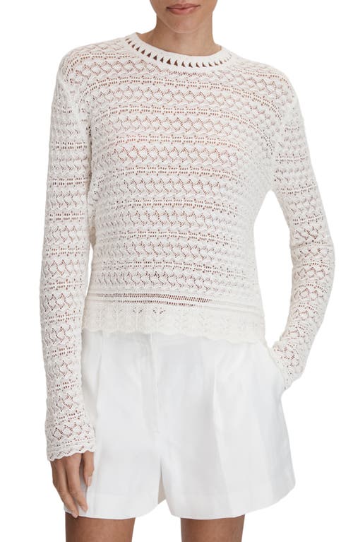 Reiss Sim Open Stitch Cotton Blend Sweater White at Nordstrom,