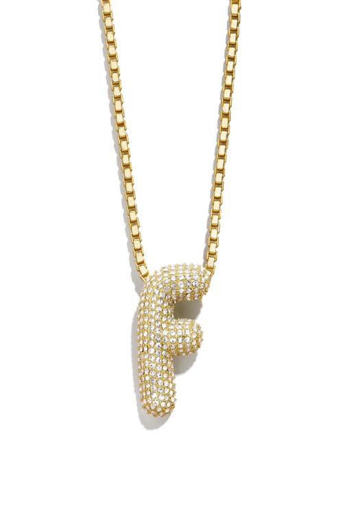 Pavé Crystal Bubble Initial Pendant Necklace in Gold F