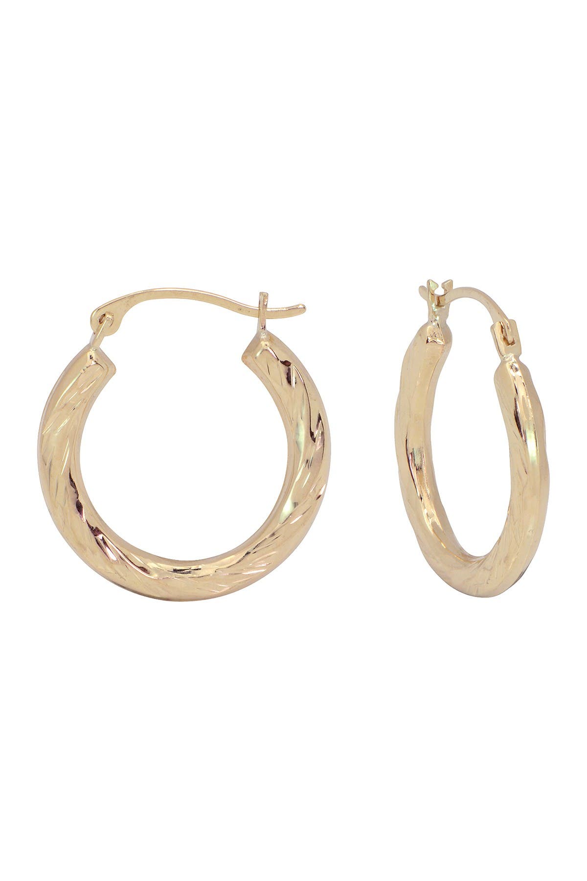 Click to view more detailed imagery on our partner's website Candela 10k Gold Small Twisted 15mm Hoop Earrings