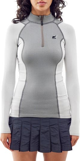 Long-Sleeve Quarter Zip Thermal Tunic Dress