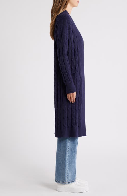 Shop Caslonr Caslon(r) Longline Cable Stitch Cardigan In Navy Blazer