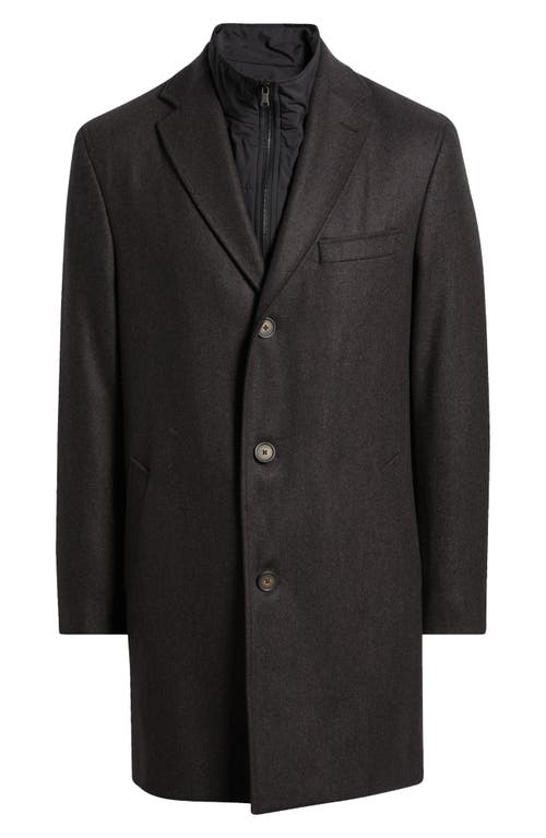 Jack Victor Delroy Wool Topcoat With Removable Bib In Gray