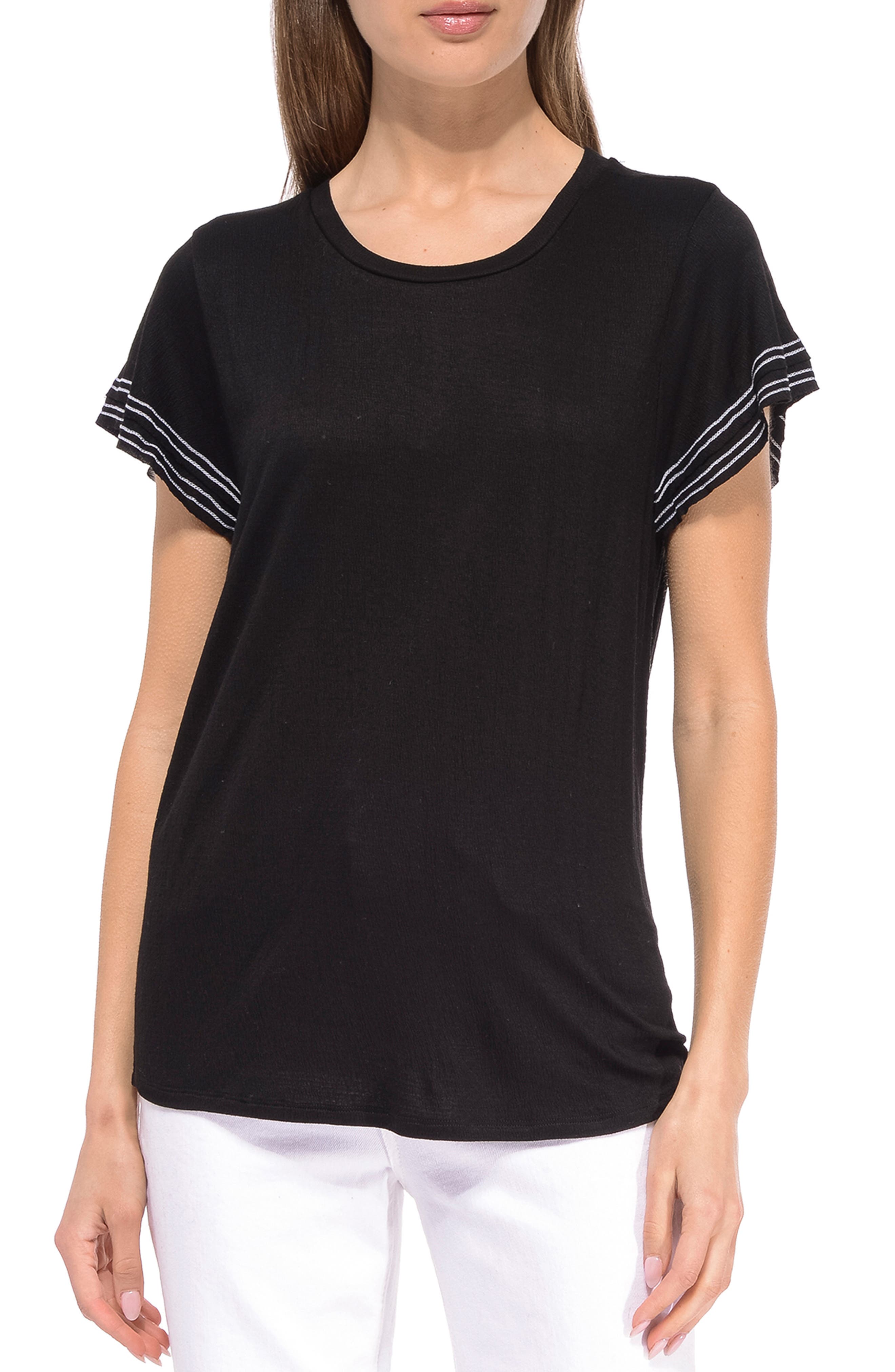 Plaid Contrast T-Shirt DEEP Black Small I.n.c