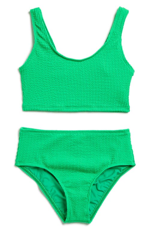 Beach Lingo Kids' Scrunch Two-Piece Swimsuit in Green at Nordstrom, Size 7