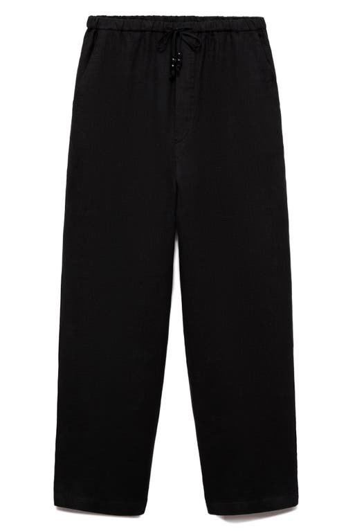 Mango Straight Leg Modal Blend Crop Pants In Black