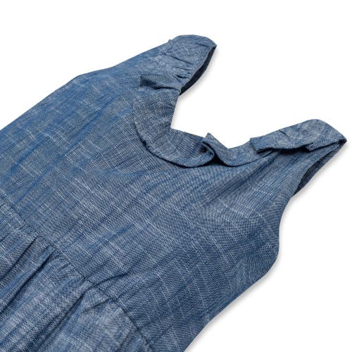 Hope & Henry Baby Girls' Organic Ruffle Neck Jumpsuit, Infant In Chambray