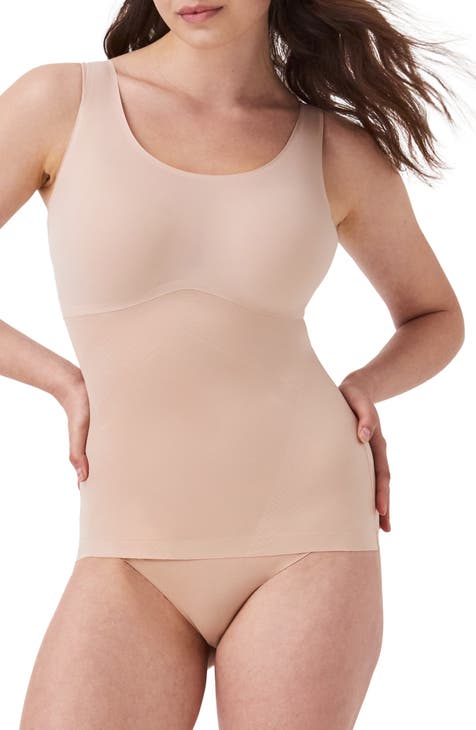 Sleek And Lean Midsection Women Shapewear Tank Tops Seamless Ribbed Square  Neck Compression Body Shaper Top (Beige, S) at  Women's Clothing store