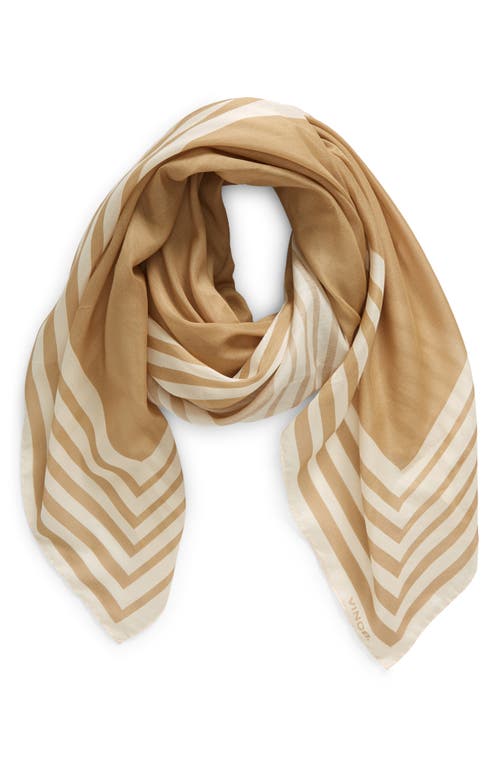 Shop Vince Geo Stripe Cotton & Silk Square Scarf In White/oak Bell