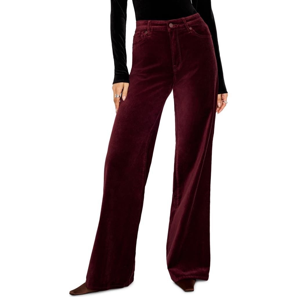 Good American Good Skate High Waist Velvet Wide Leg Pants In Oxblood002
