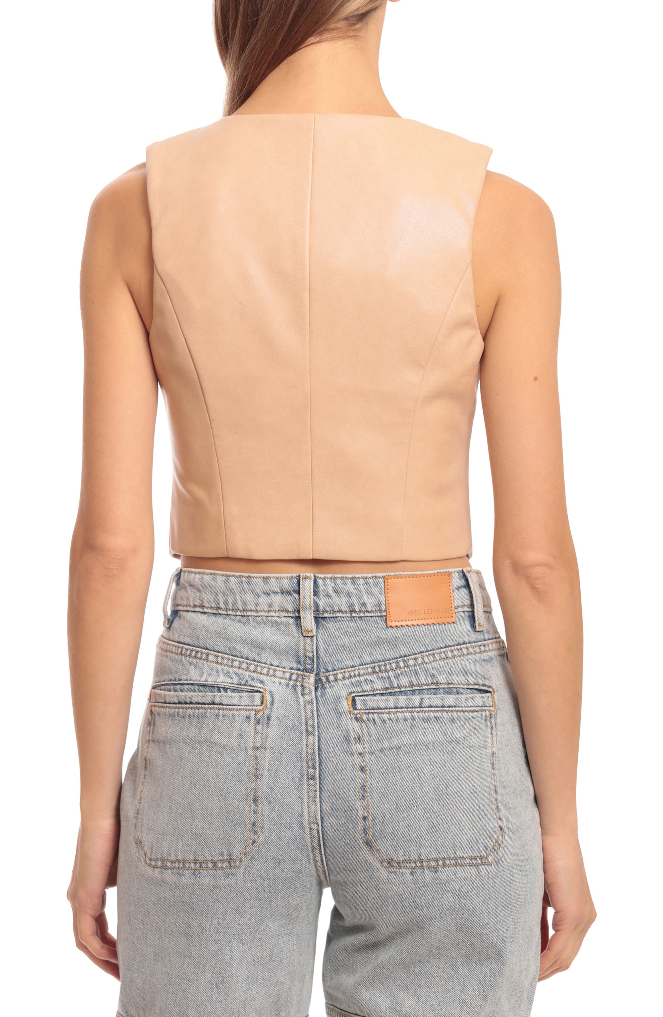 Avec Les Filles Faux Leather Crop Vest Nordstromrack