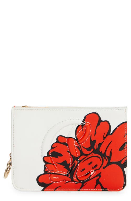 Christian Louboutin X Shun Sudo By My Side Button Flower Leather Card Case In White