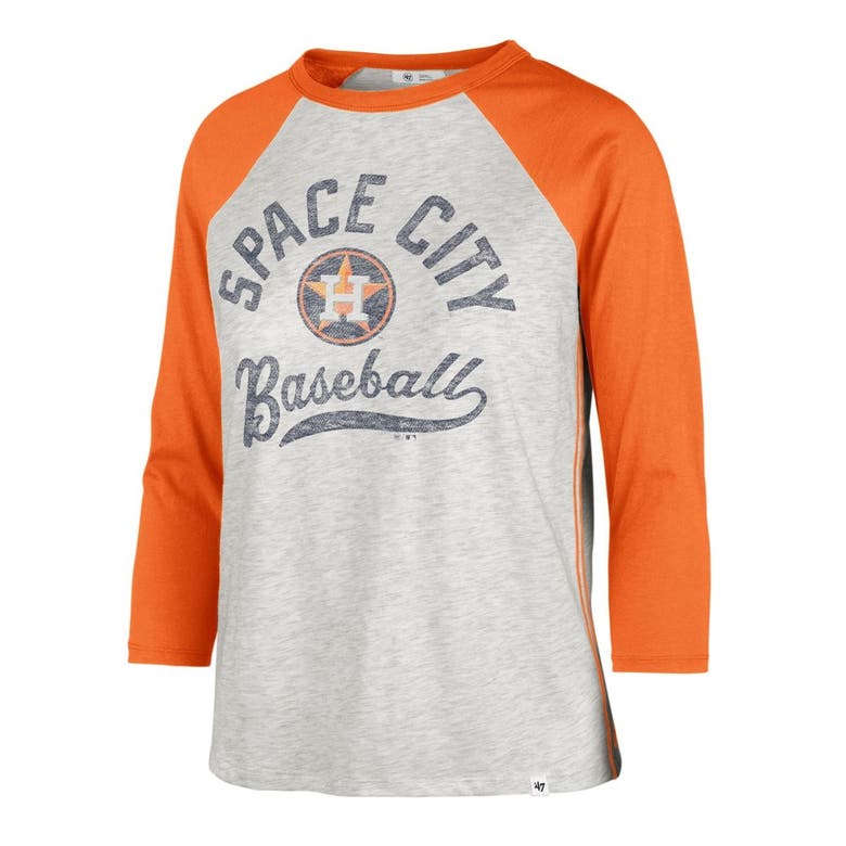 47 Women's '47 Gray Houston Astros City Connect Retro Daze Ava Raglan  3/4-Sleeve T-Shirt