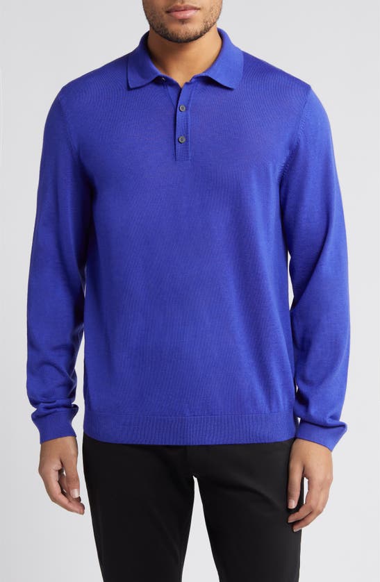 Shop Hugo Boss Boss Lancione Wool Sweater Polo In Dark Purple