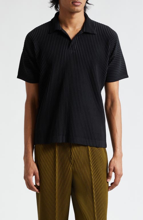 Homme Plissé Issey Miyake Basics Pleated Polo in Black