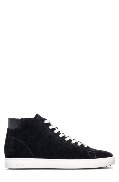 Clae Bradley Leather Mid Top Sneaker In Black Suede