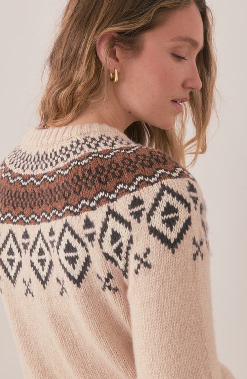 Shop Marine Layer Ava Fair Isle Cardigan In Oatmeal