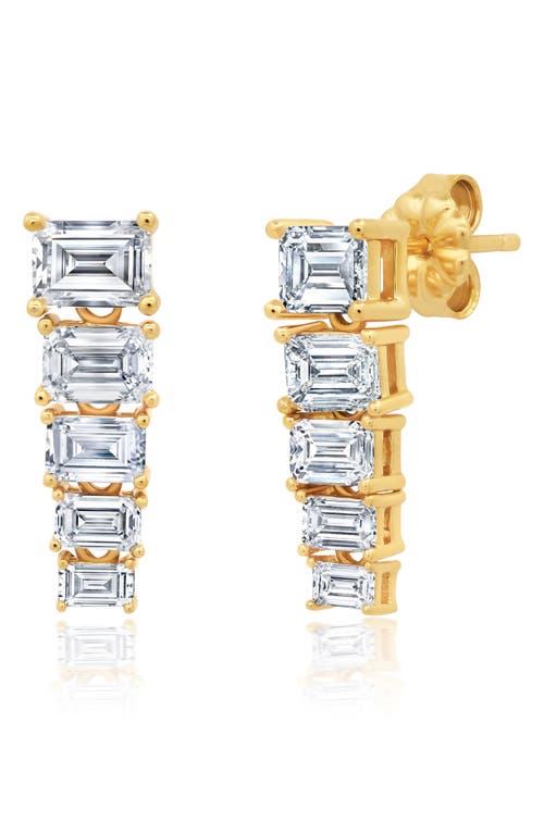 Crislu Opulent Drops Cubic Zirconia Linear Earrings in Gold