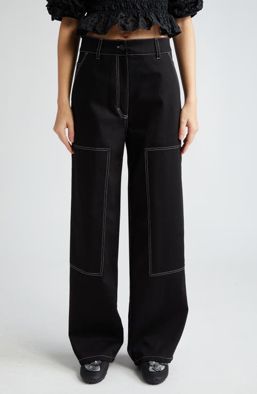 Cecilie Bahnsen Virginia High Waist Wide Leg Jeans in Black at Nordstrom, Size 10 Us