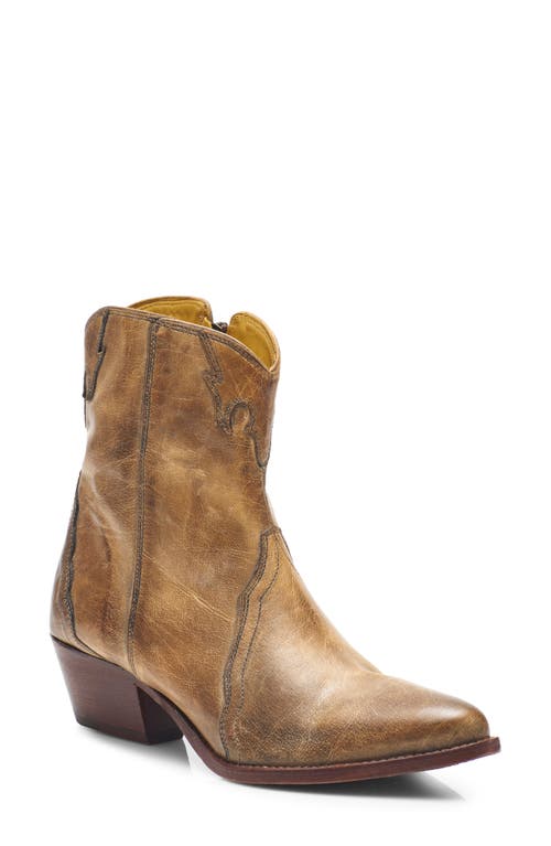 New Frontier Western Bootie in Brown Leather