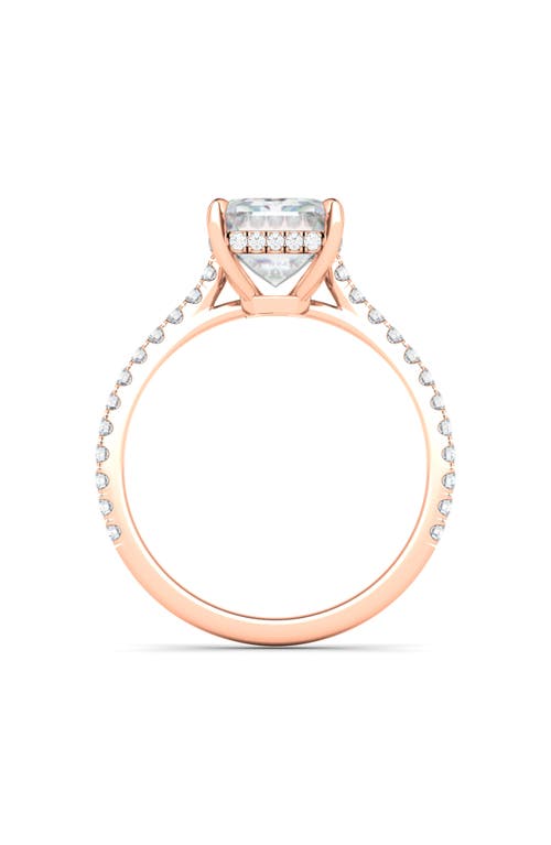 Hautecarat Emerald Cut Pavé Lab Grown Diamond Ring In 2.00 Ctw 18k Rose Gold