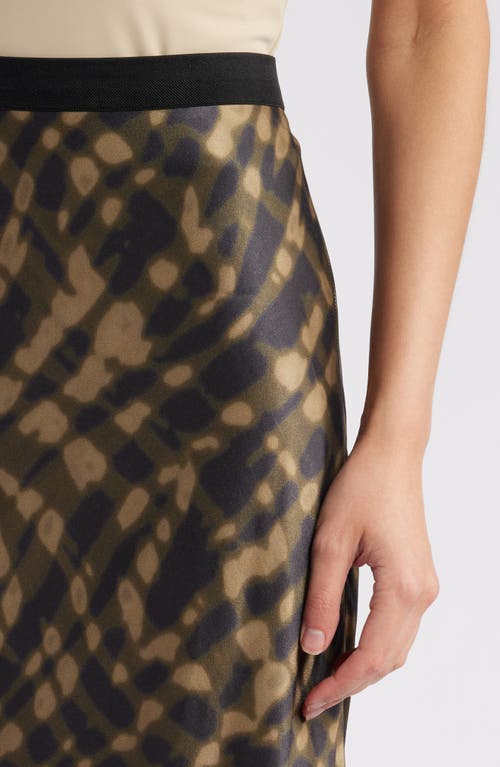 Shop Rails Berlin Abstract Print Satin Midi Skirt In Cypress