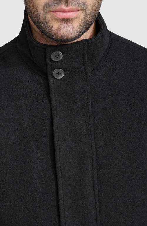 Cole Haan Signature Stand Collar Wool Blend Bomber Jacket In Black