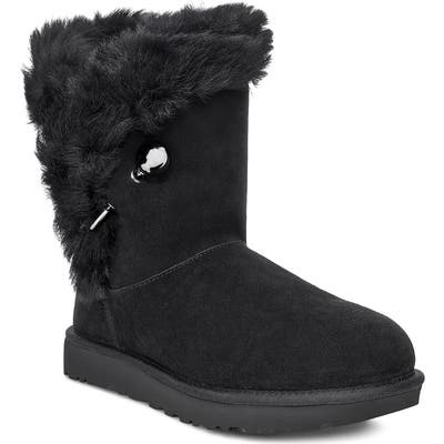 UGG Classic Fluff Pin Genuine Shearling Bootie, Black