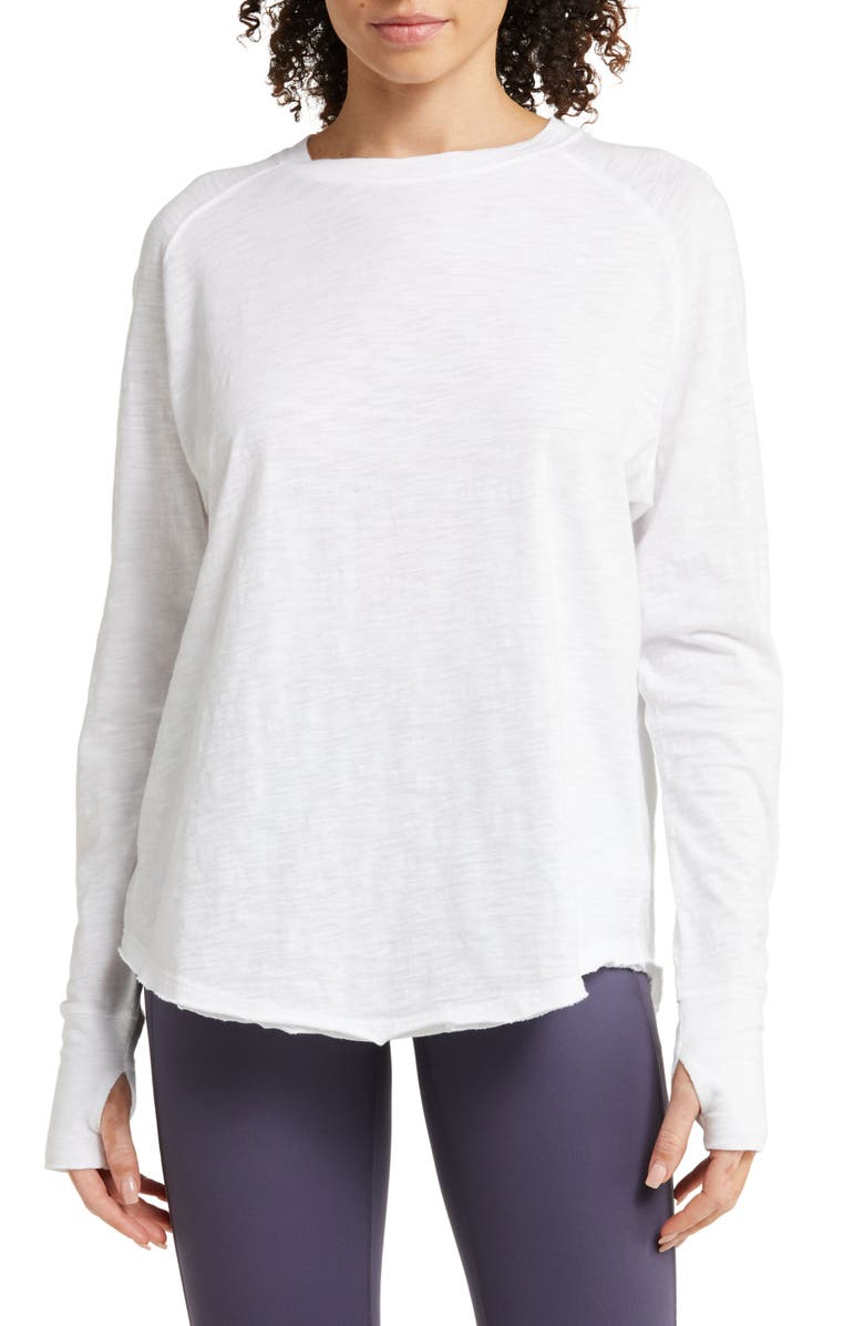 Zella Relaxed Long Sleeve Slub Jersey T-Shirt | Nordstrom