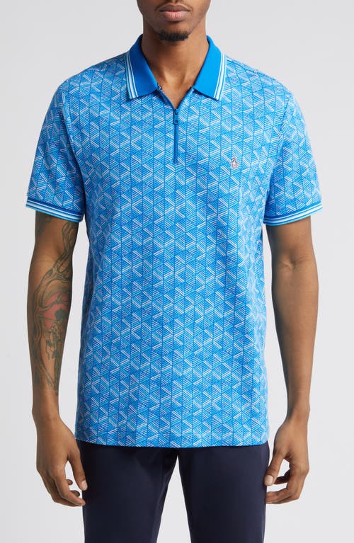 Geometric Jacquard Quarter Zip Polo in Skydiver