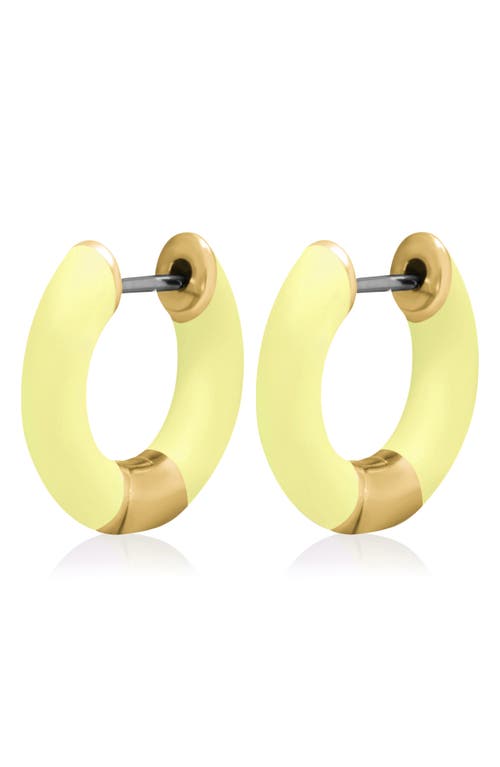 Central Park Tubular Enamel Hoop Earrings In Matte Yellow