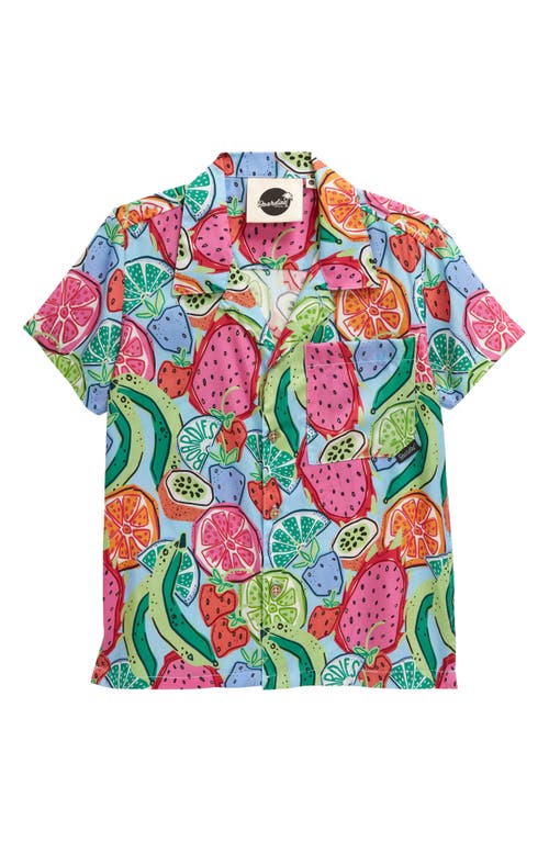 Boardies Kids' Ice & Slice Print Short Sleeve Button-Up Shirt Blue/Pink/Green at Nordstrom, Y