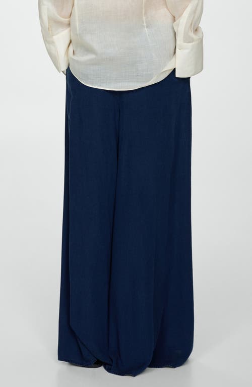 Mango Pull-on Wide Leg Pants In Dark Blue