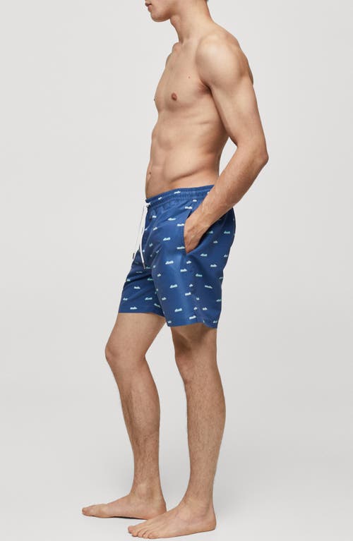 Shop Mango Espadrilles Swim Trunks In Dark Navy