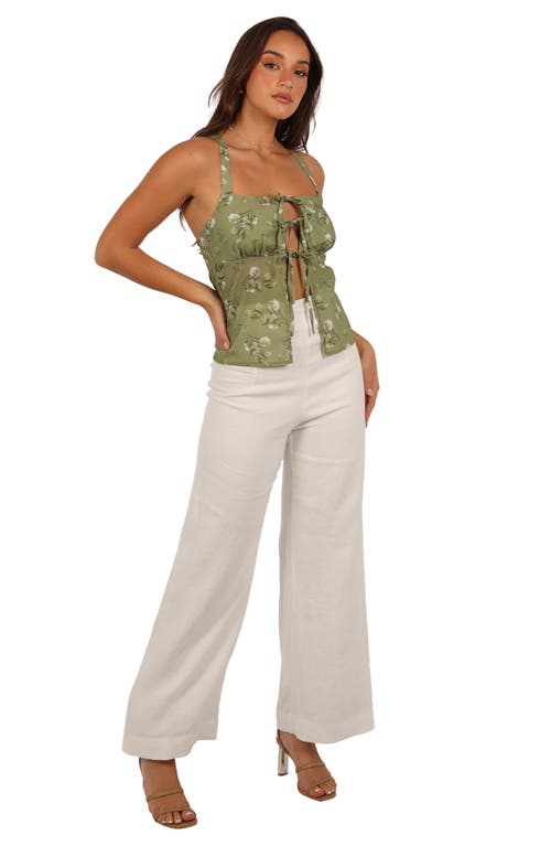Petal And Pup Petal & Pup Juliette Floral Tie Front Cotton & Linen Top In Green