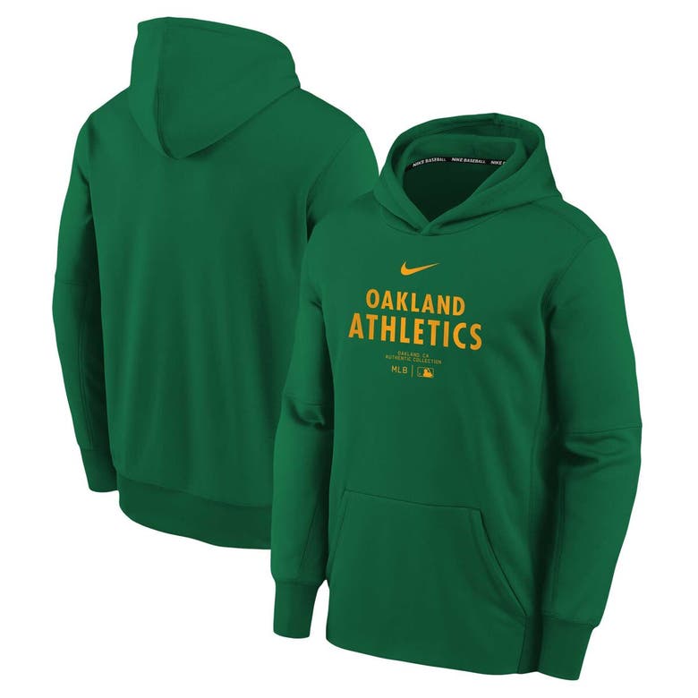 Shop Nike Youth  Green Oakland Athletics Authentic Collection Performance Pullover Hoodie