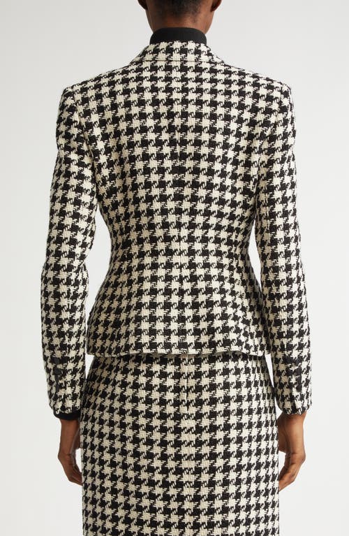 Shop Dolce & Gabbana Dolce&gabbana Macro Houndstooth Double Breasted Wool & Cotton Blazer In S8100 Quadri-check-tartan