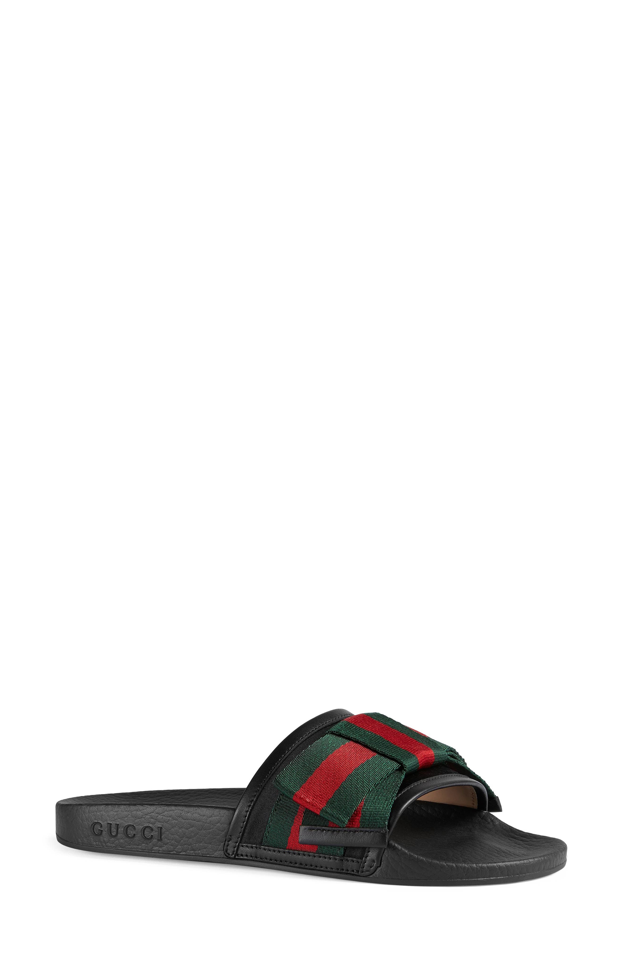 red and black gucci slides