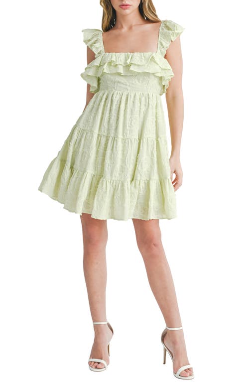 All Favor Tie Back Ruffled Minidress Pistachio at Nordstrom,