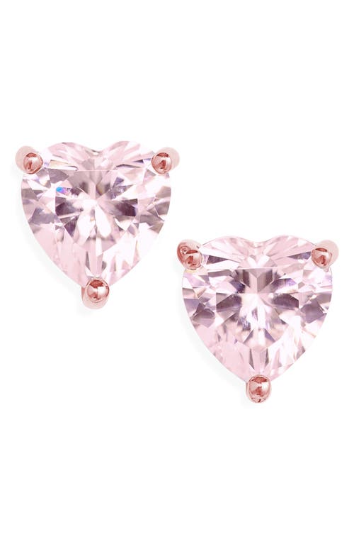 Nordstrom 2ct tw Sterling Silver Cubic Zirconia Heart Stud Earrings in Light Pink- Rose Gold Heart